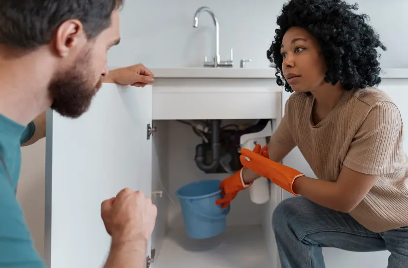 Explaining sewer smll in bathroom to plumber