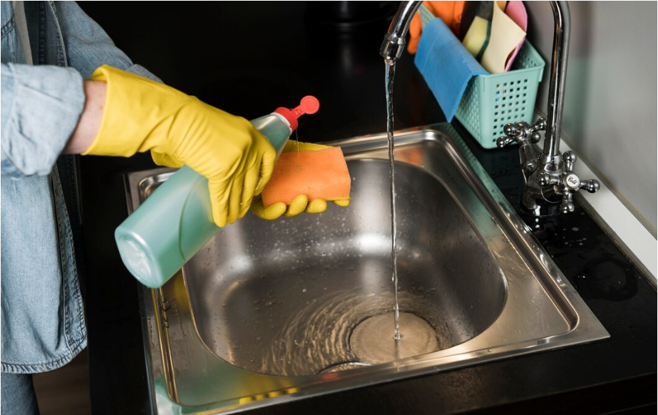 cleaning utility sink to make it shine