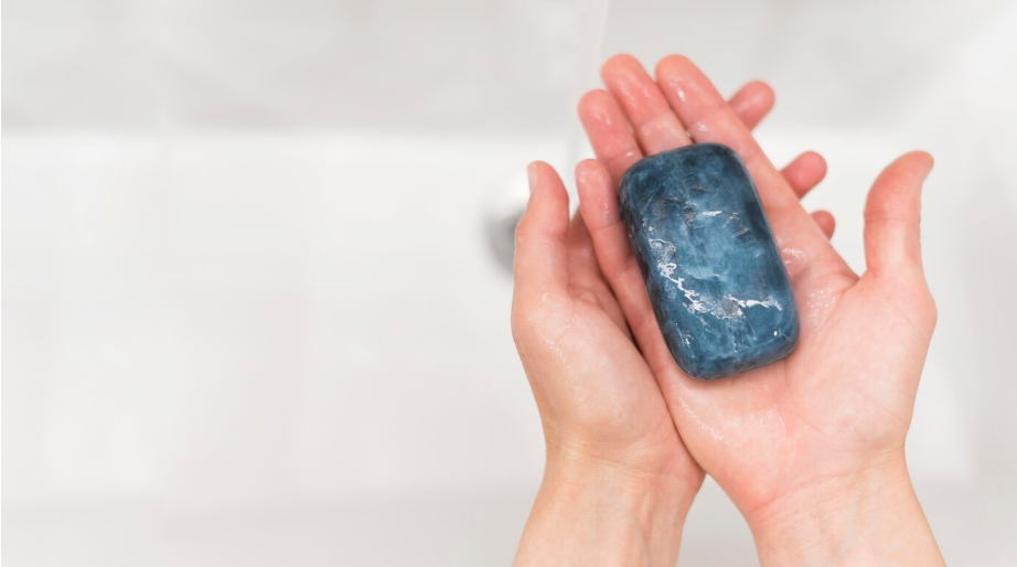 pumice stone in hands