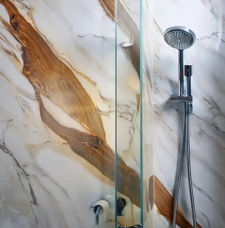 water shower on the marble shower