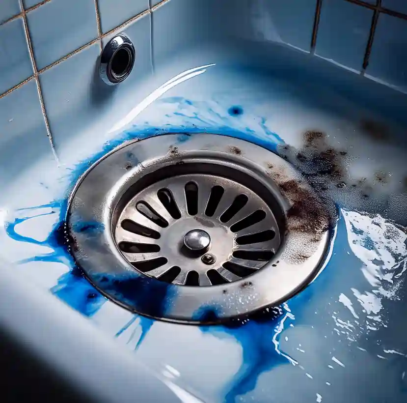 blue stains on sink