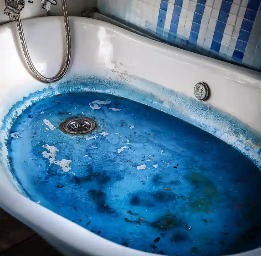 blue stains on sink