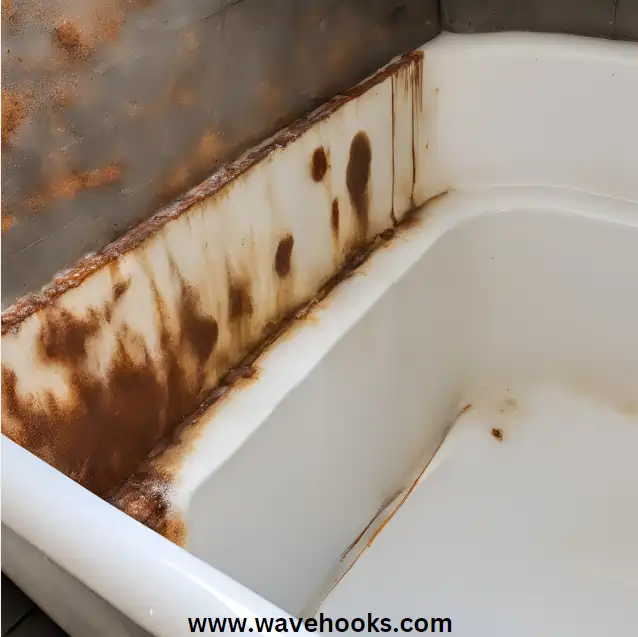 rust stains on enamel bathtub