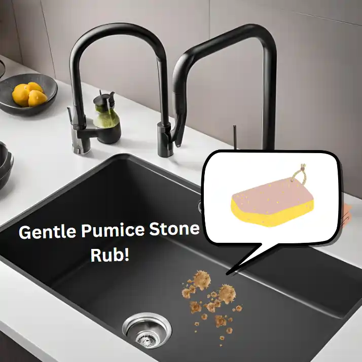 gentle pumice stone rub on sink stains