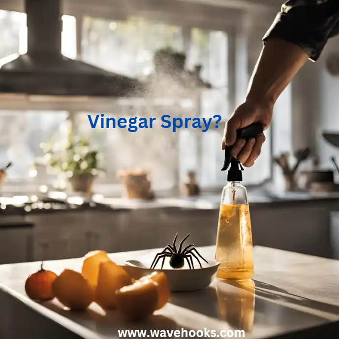 spraying vinegar on spider