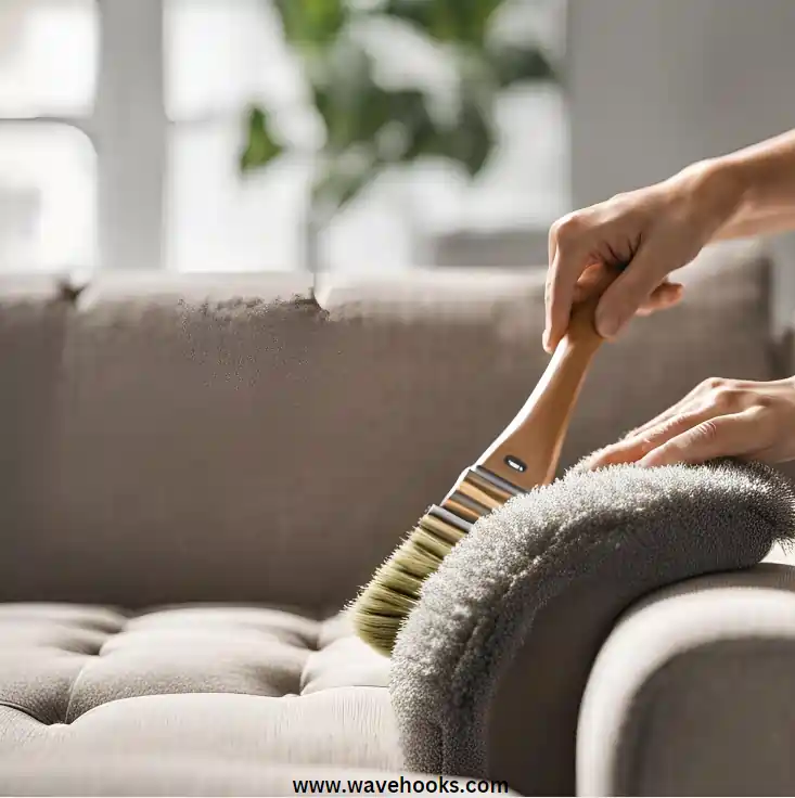 Clean Sofa At Home Without A Vacuum Cleaner with soft brush