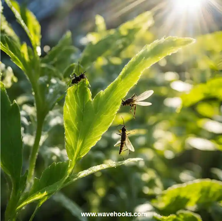 gnats flying around leaves