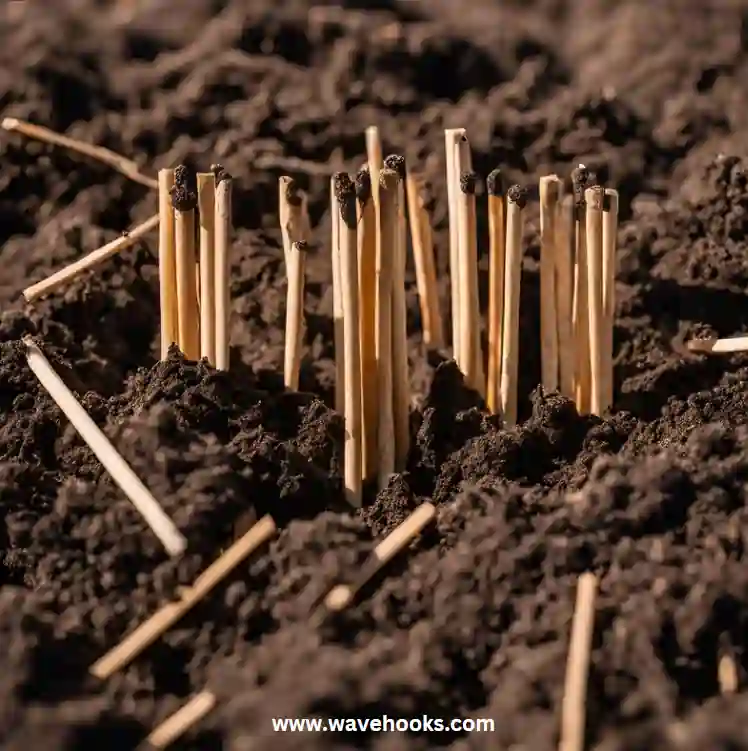 match sticks in soil