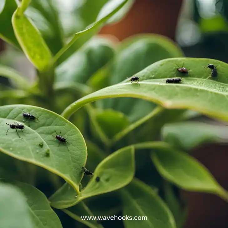 bugs on the green leaves