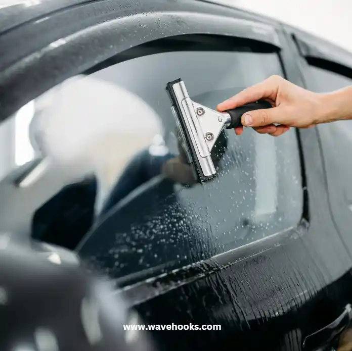 cleaning the car window