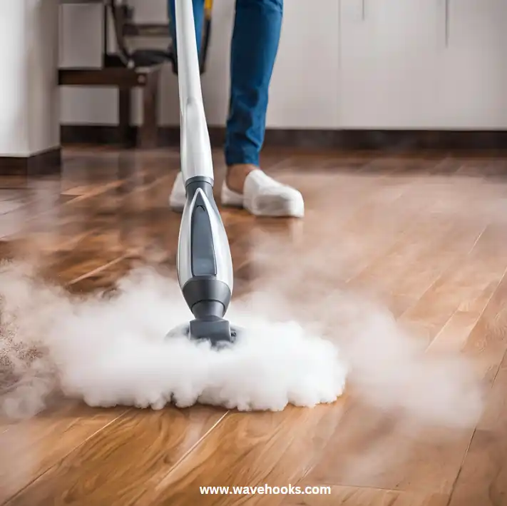 cleaning the hardwood floor