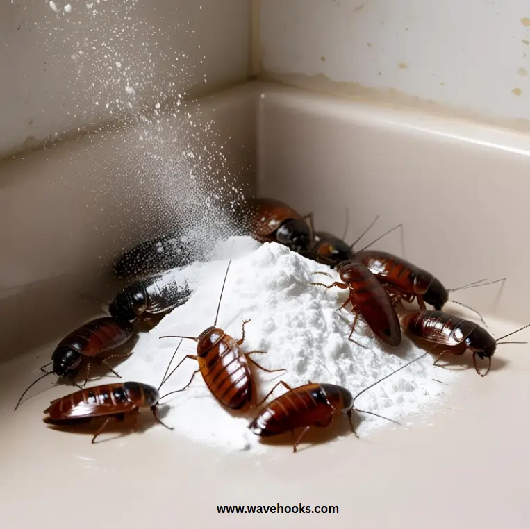 bleach powder on the cockroaches