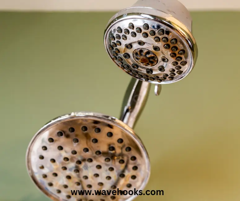 dirty shower head with hard water