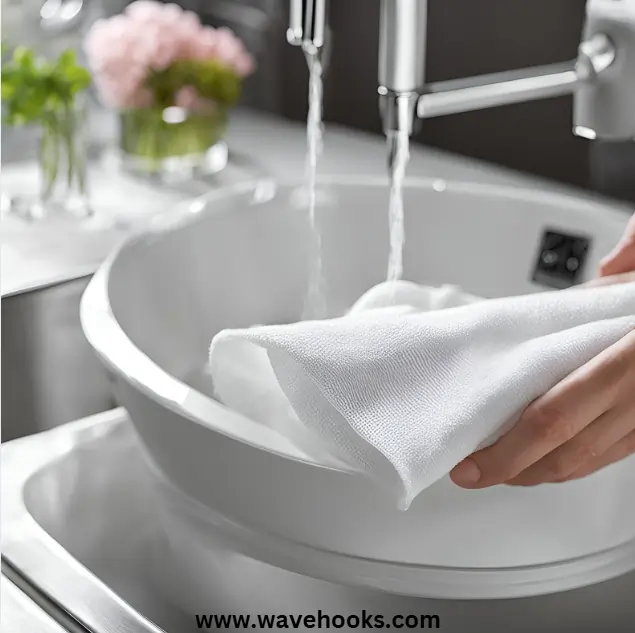 cleaning lens cleaning cloth in tap water