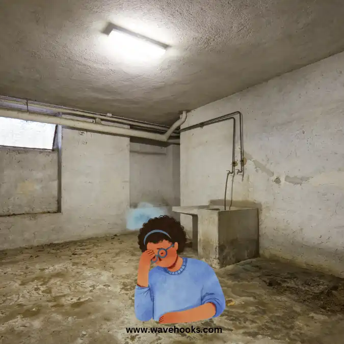 girl overwhelmed by cleaning the garage walls