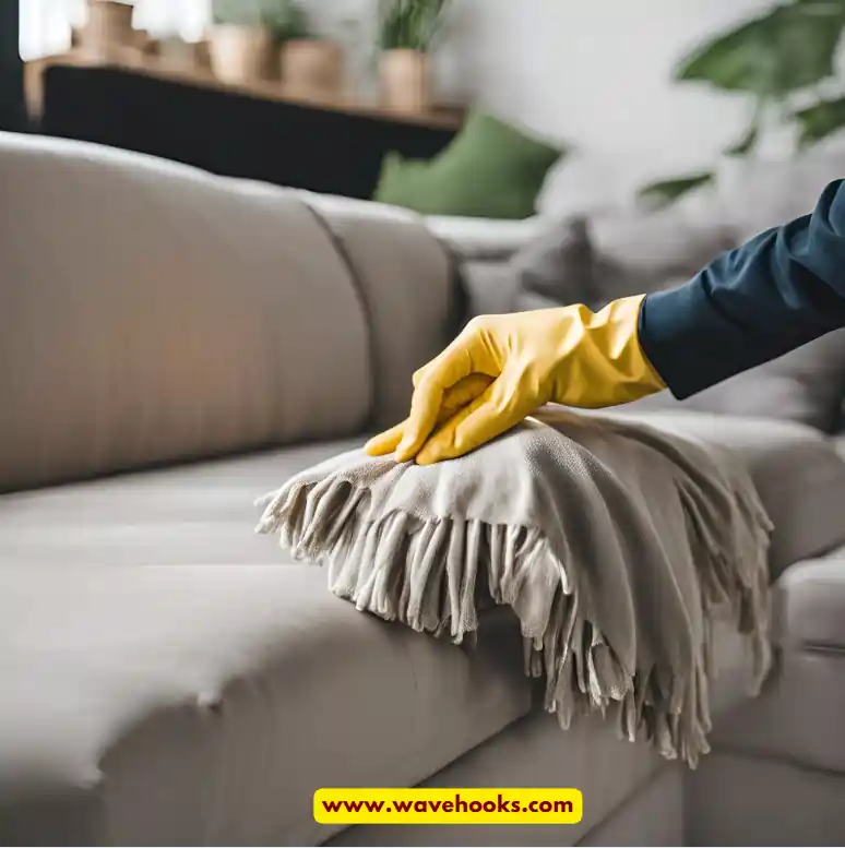 sofa cleaning with hand