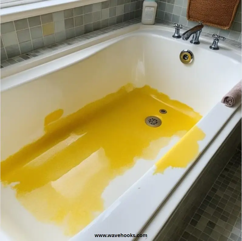 deep yellow stains on the bathtub