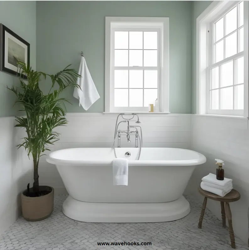 clean white bathtub in the bathroom