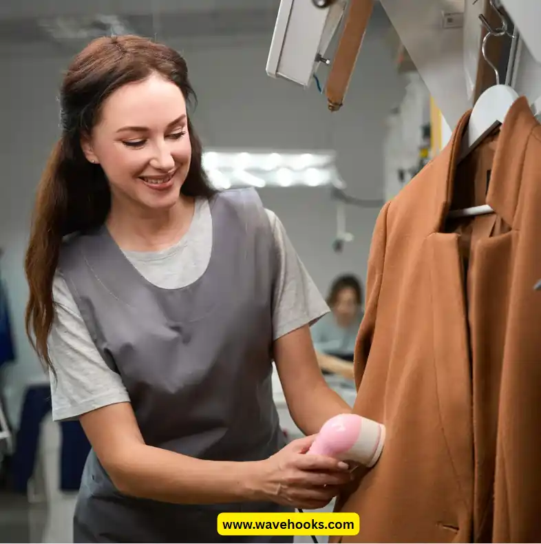 dry cleaning the brown garment