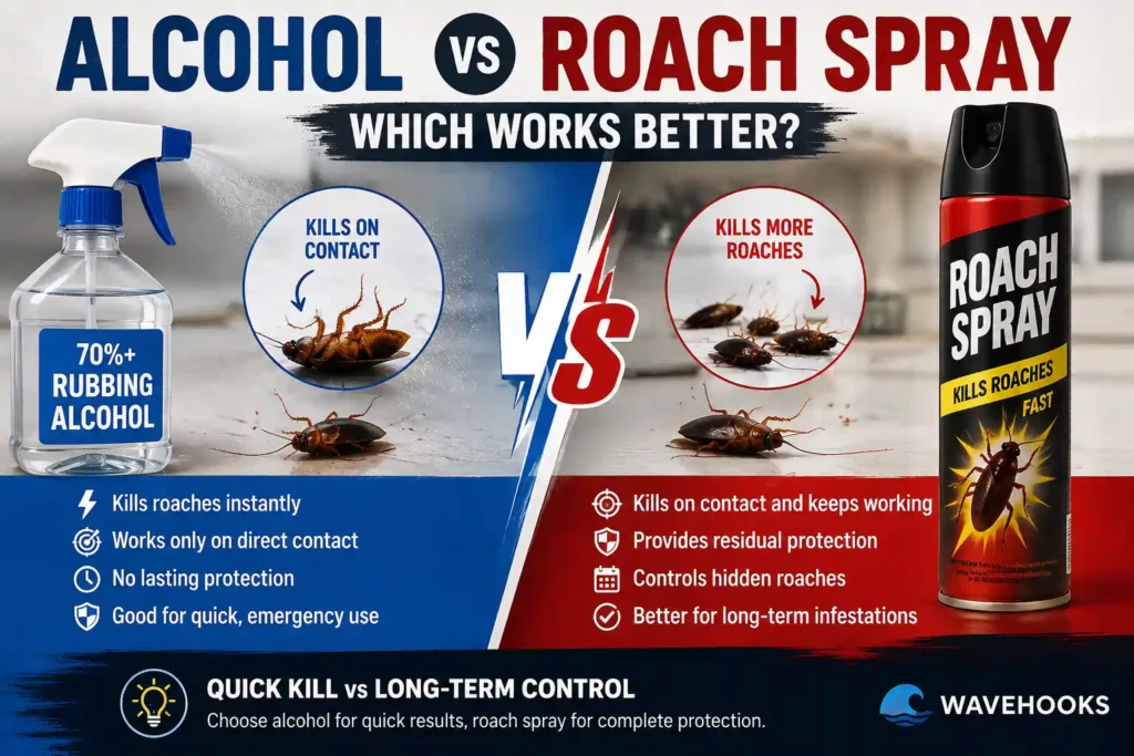 alcohol vs roach spray