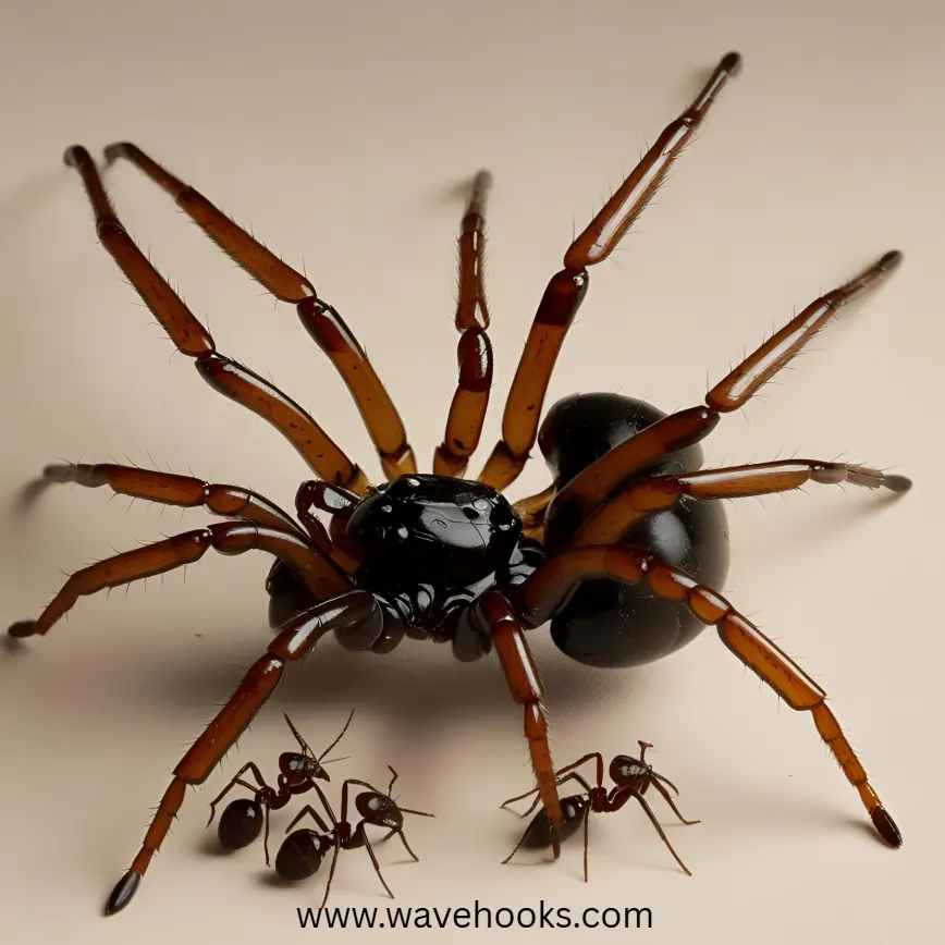 ants fighting spider