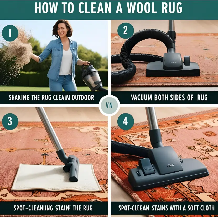 how to clean a wool rug at home