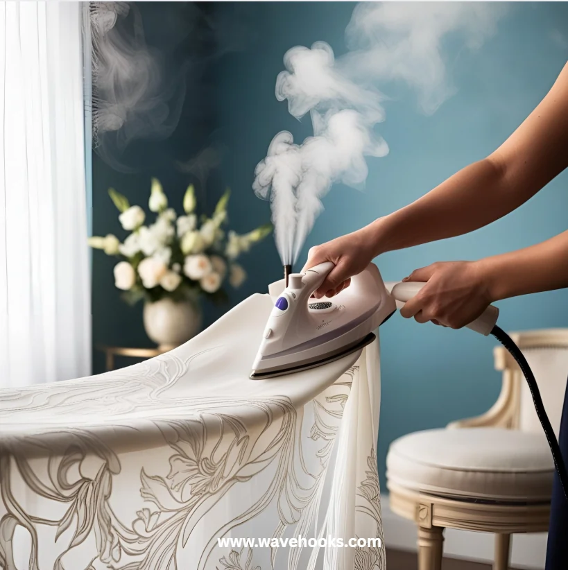 steam iron a white cloth