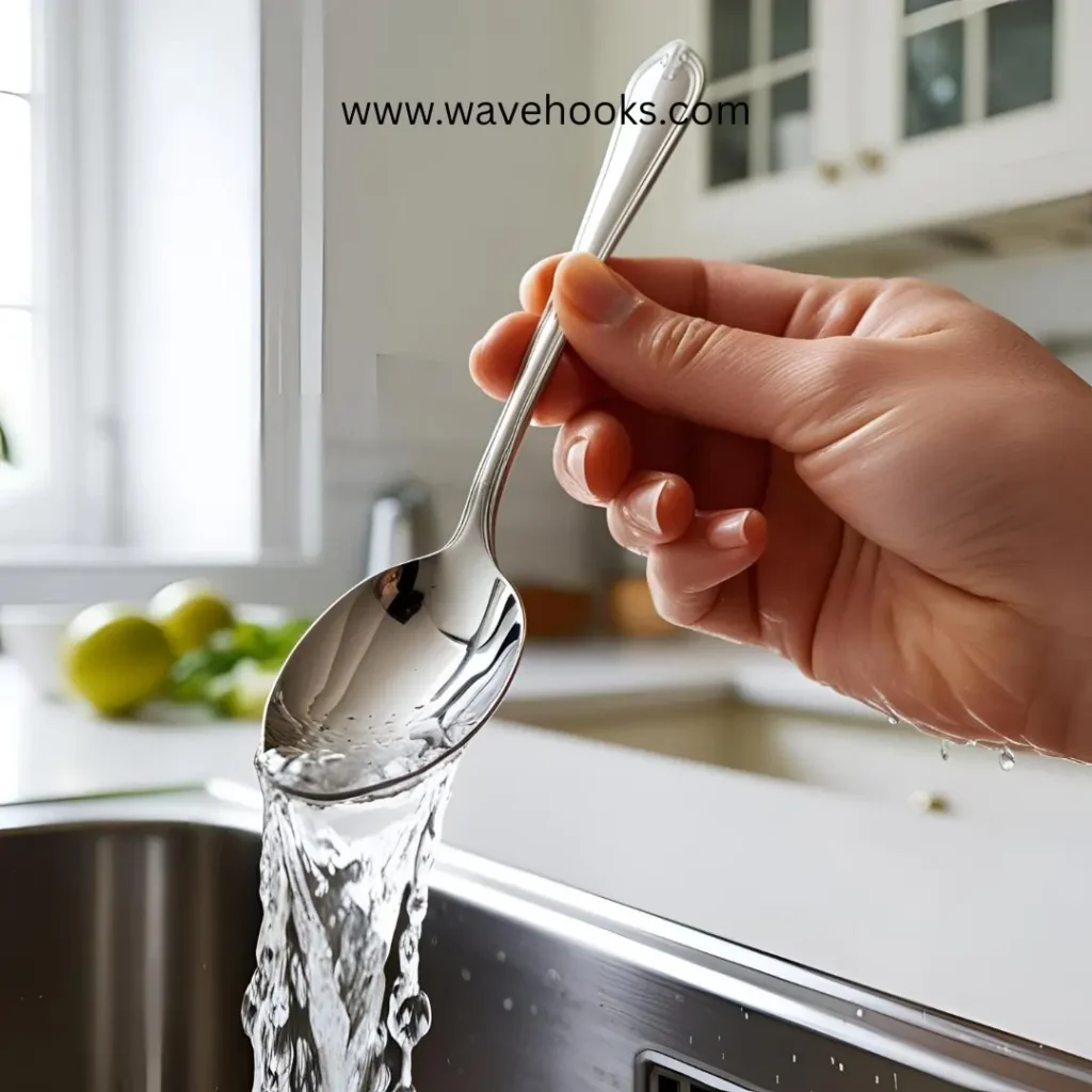 washing spoon without splashing
