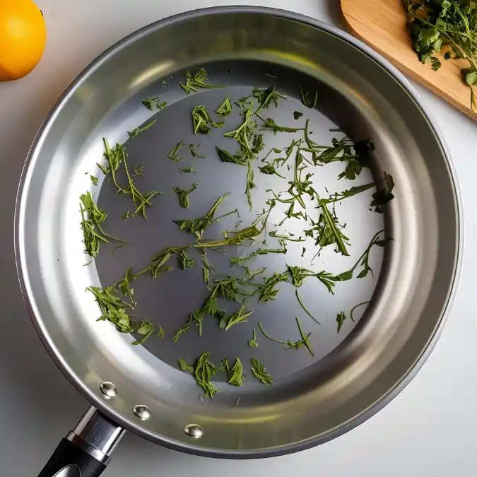 cooking in a steel pan