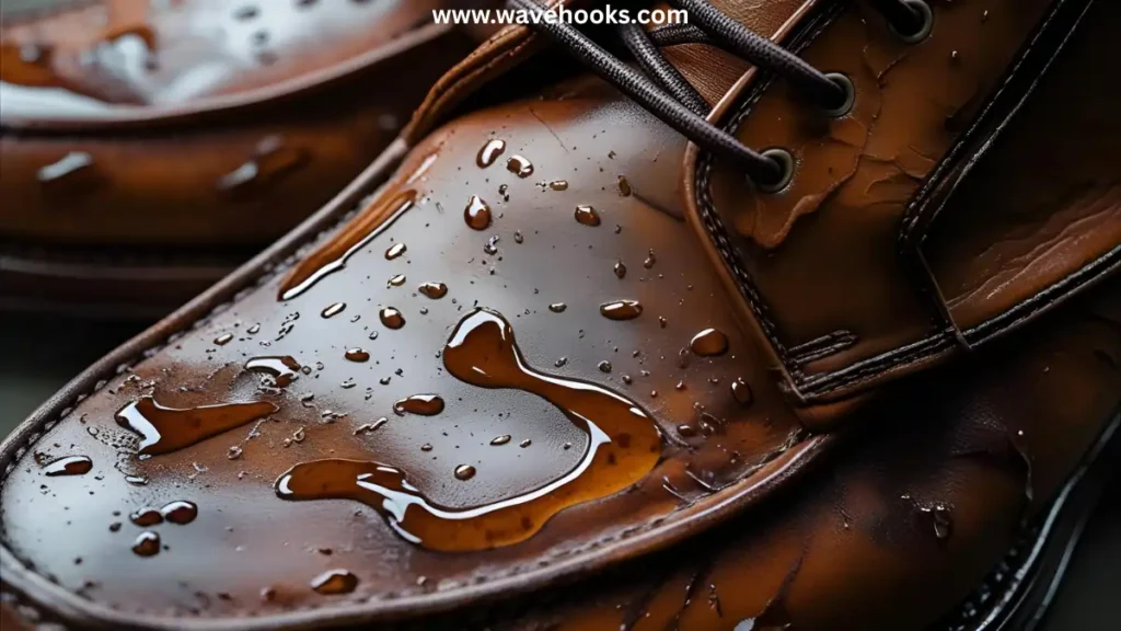 water spots on the leather shoes