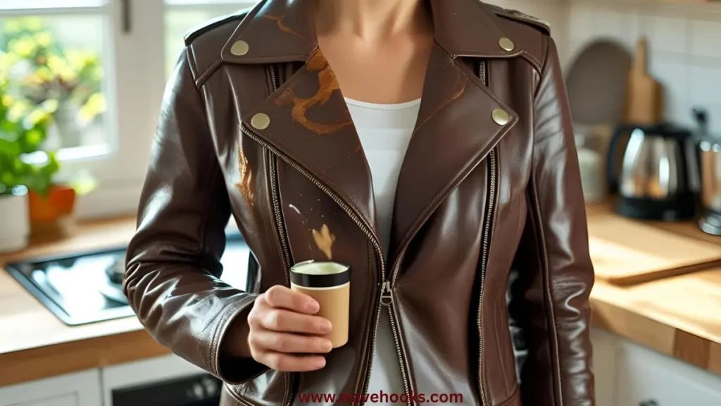 coffee stains on leather coat