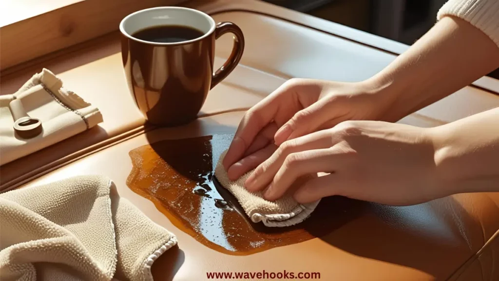coffee stains on the leather