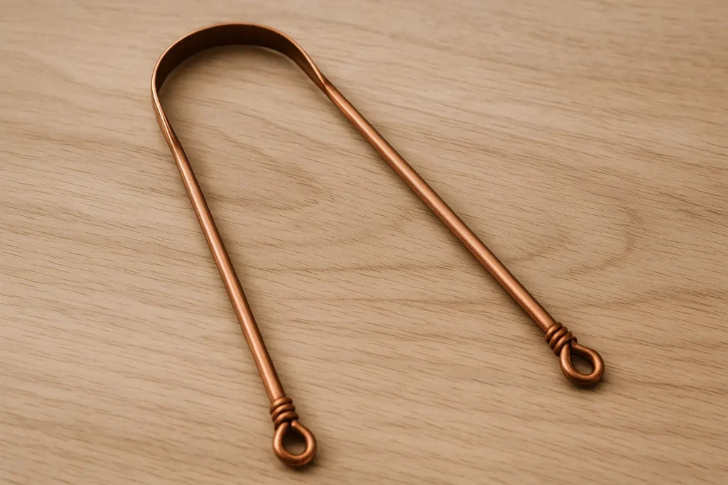 how to clean a tarnished copper tongue scraper