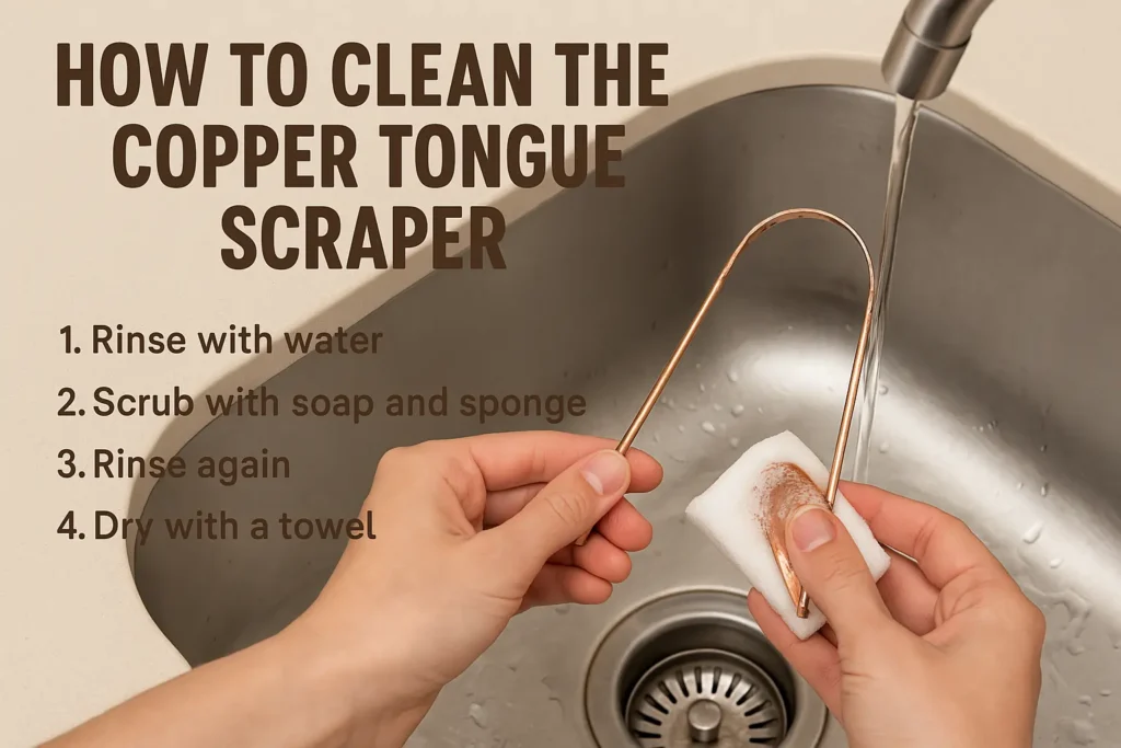 how to clean a tarnished copper tongue scraper