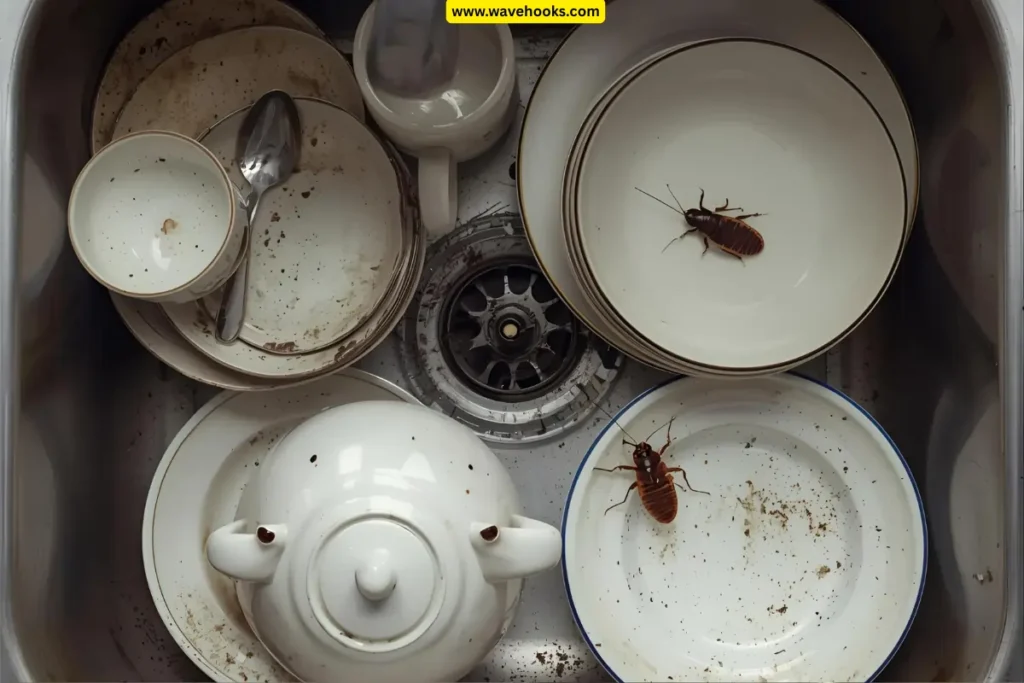 Why Do Roaches Keep Coming Back? dirty dishes