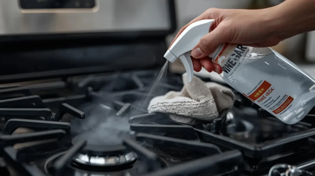 vinegar spray on the stove burners