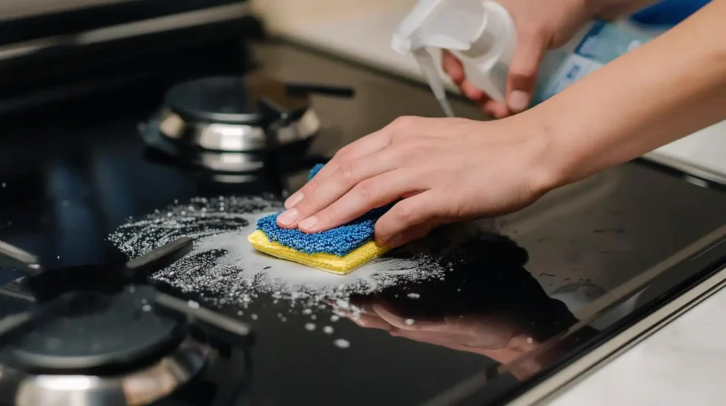 cleaning the stovetop burners with vinegar