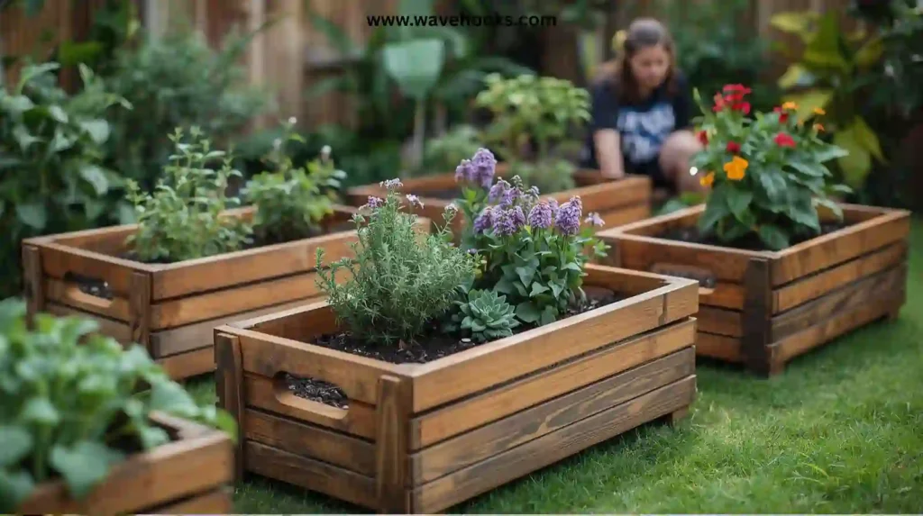 3. Reuse Wooden Crates as Garden Boxes