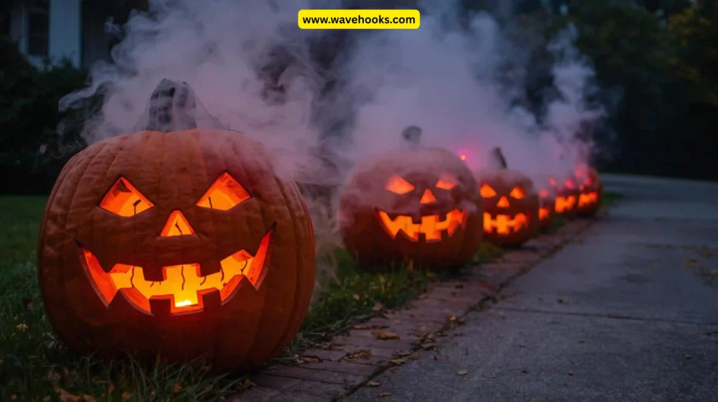 Fog-Filled Pumpkin Path