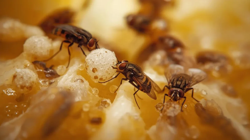 where do fruit flies lay their eggs in the house