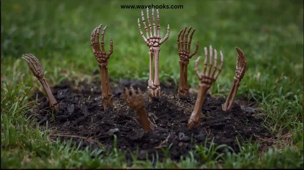 Skeleton Hands in the Lawn