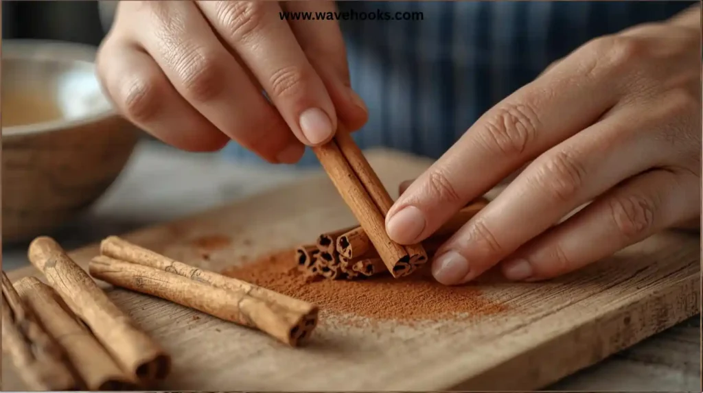 Preparing Cinnamon Sticks to keep mice away 