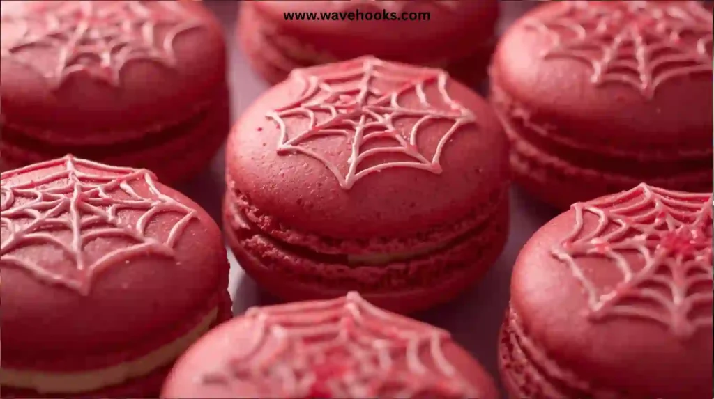 Cranberry Spider Macarons