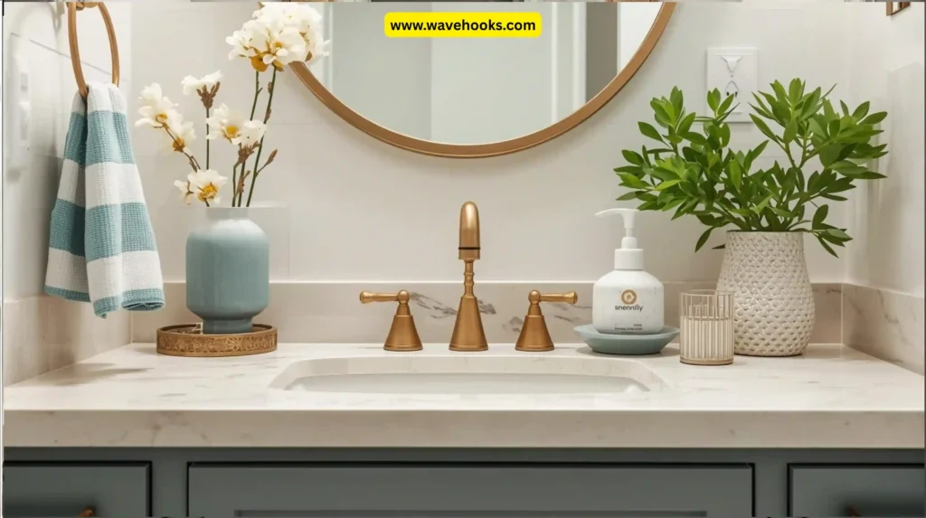 How to decorate a small bathroom counter