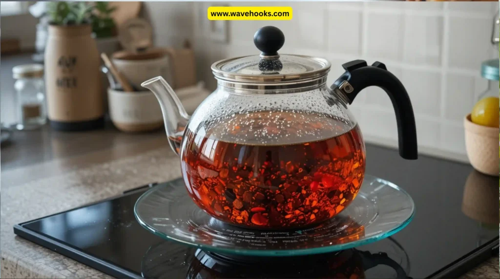 Use glass lids under boiling tea kettles