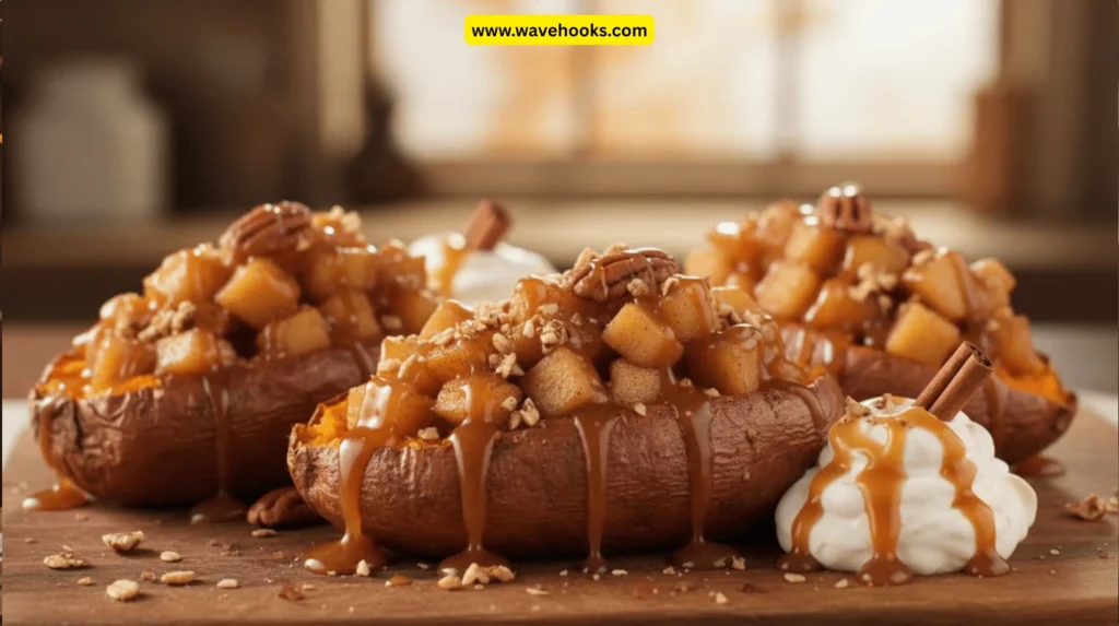 Caramel-Apple Stuffed Sweet Potato Boats