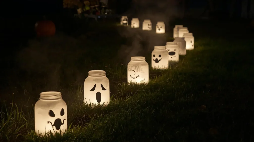 halloween lights in the yard
