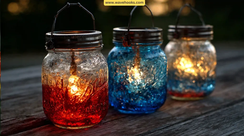 Red-White-Blue Mason Jar Lanterns