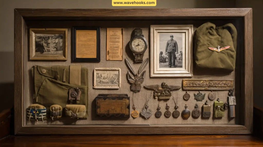 Shadow Box with Military Memorabilia