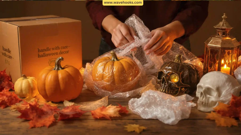 Protect Fragile Decor with Bubble Wrap and Paper Shreds